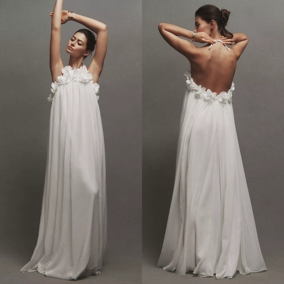 PATBO NWT Maia 3D Floral Hand Embroidered White Wedding Gown 12 - Picture 1 of 16